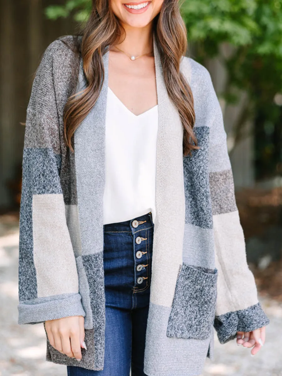 Gray Colorblock Cardigan