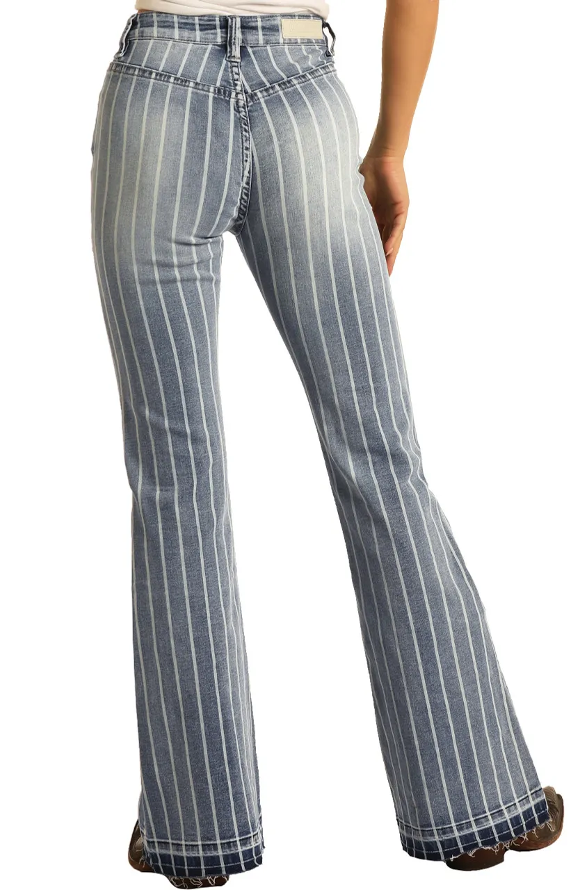 High Rise Extra Stretch Striped Trouser Jeans