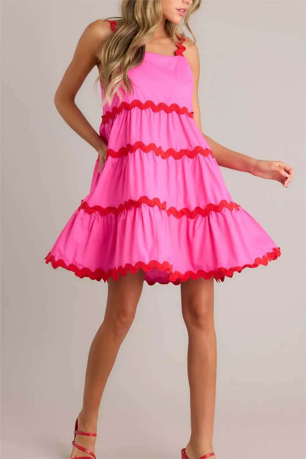 LIVE IN THE MOMENT HOT PINK RICRAC MINI DRESS