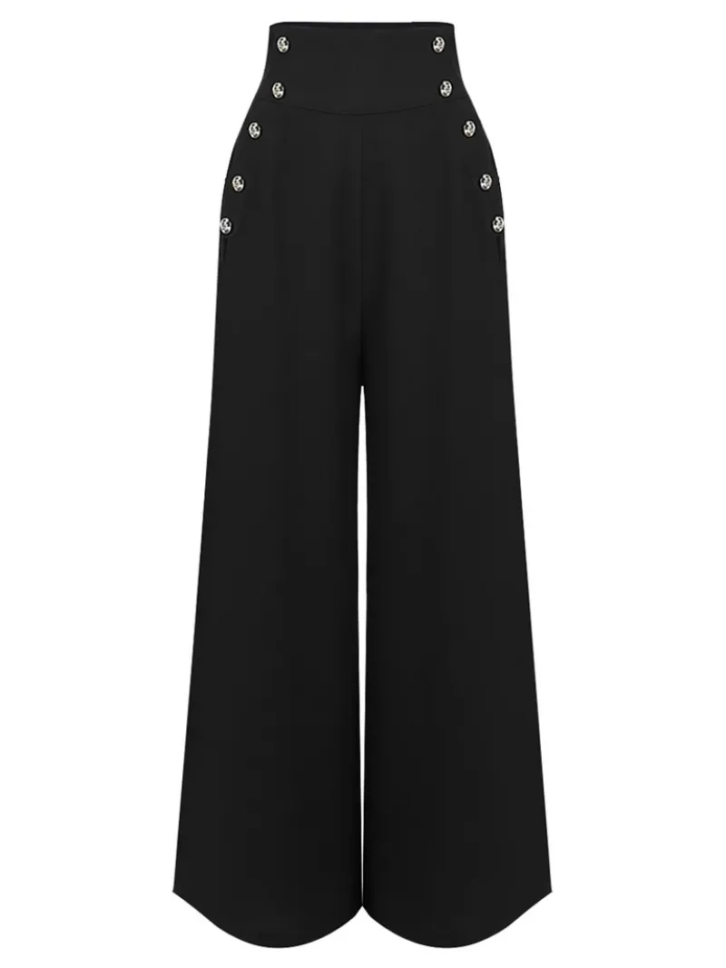 BLACK 1930S SOLID SUSPENDER PANTS