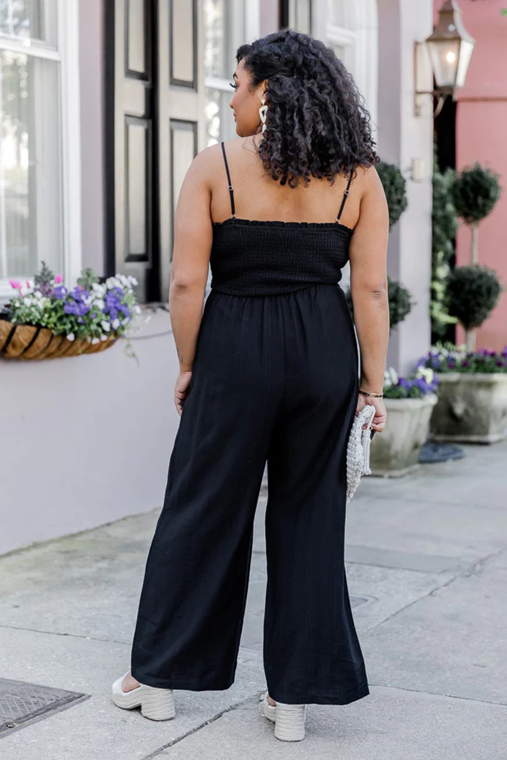 Crowd Pleaser Black Smocked Jumpsuit