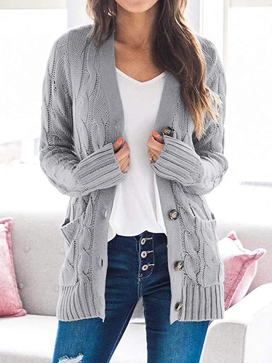 Women's Solid Color Cardigan Jacket