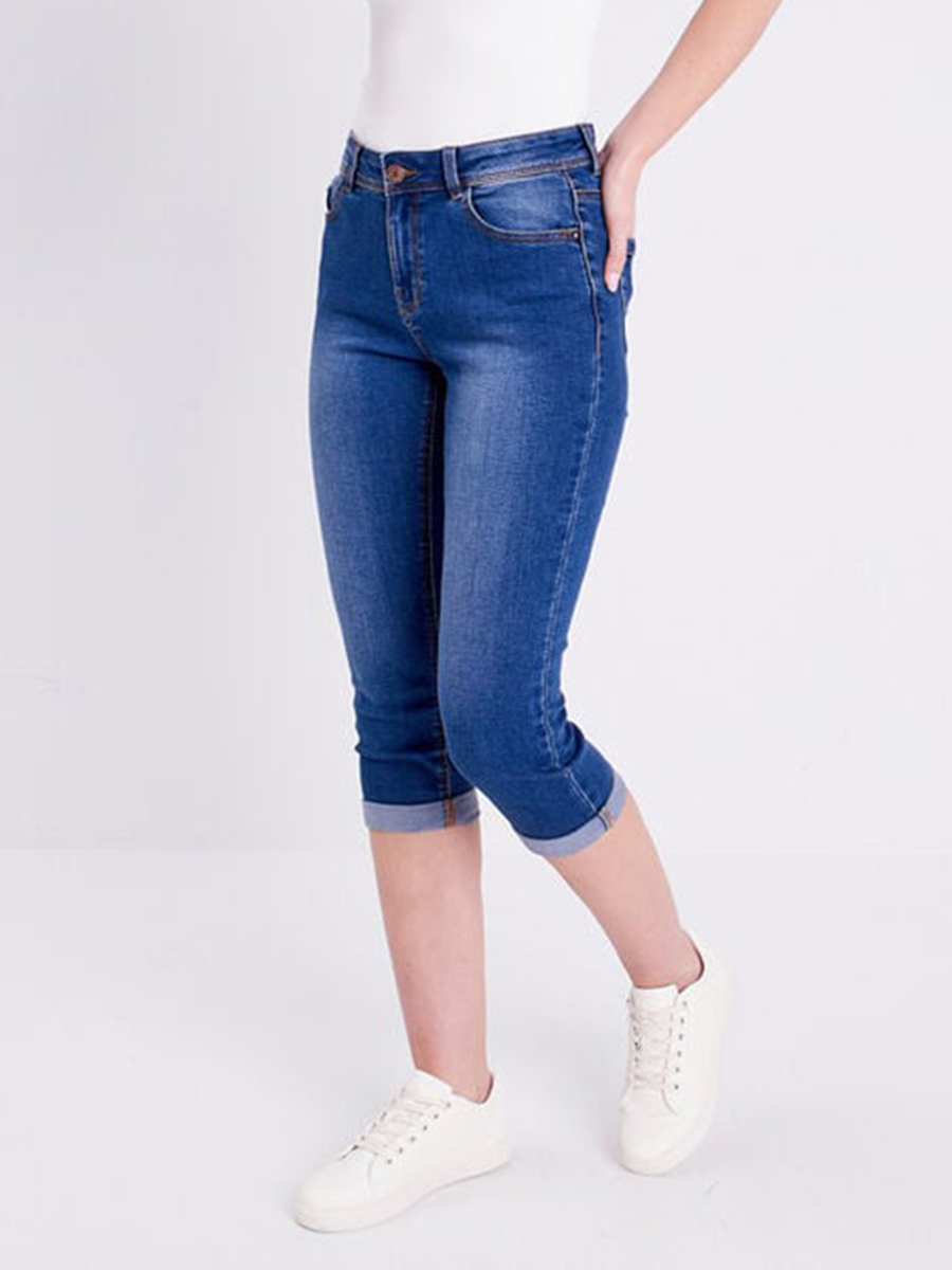 Pantacourt denim stone femme