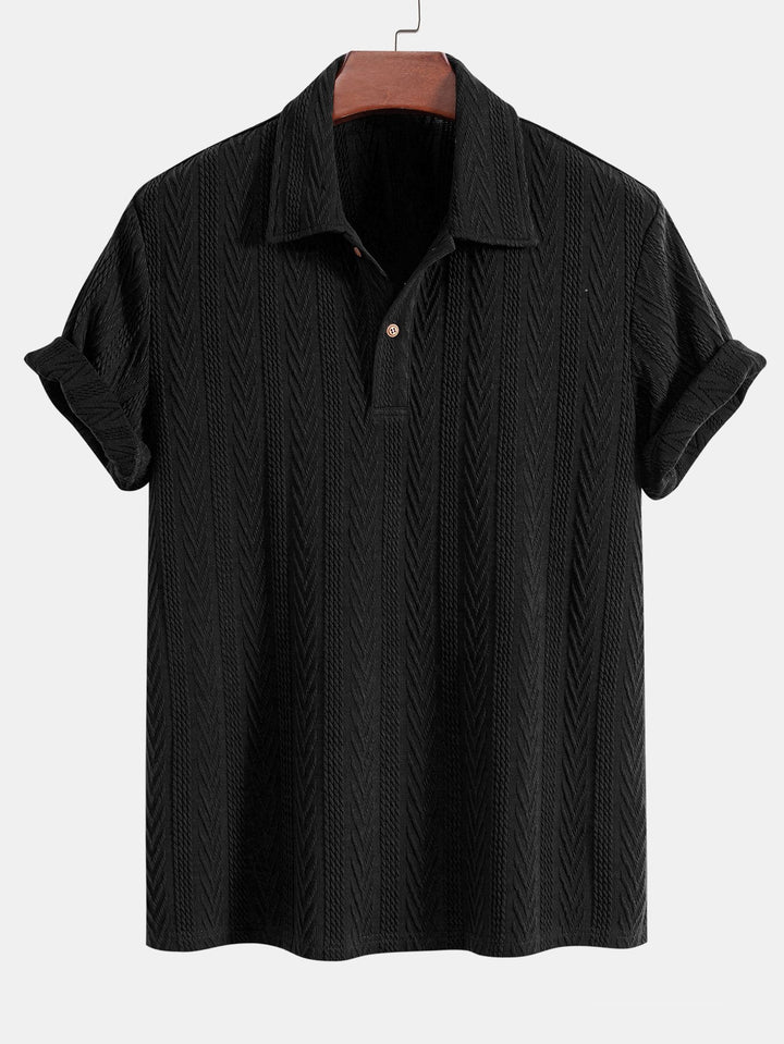 Knitted Geometric Jacquard Polo