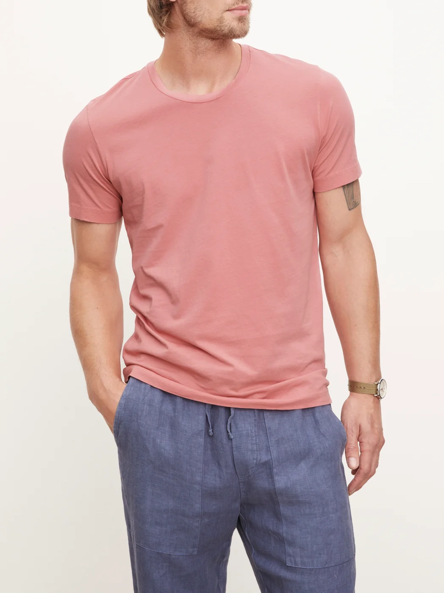 Men'S Solid Round Neck Cotton T-Shirt