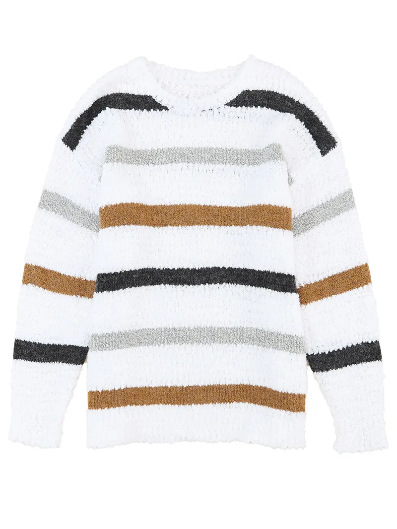 Striped Popcorn Knit Sweater