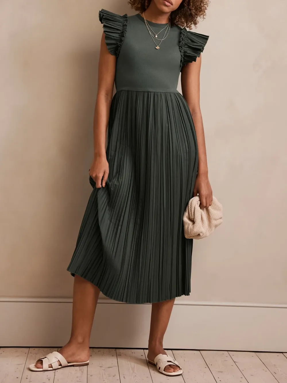 Jersey Crinkle Midi Dress