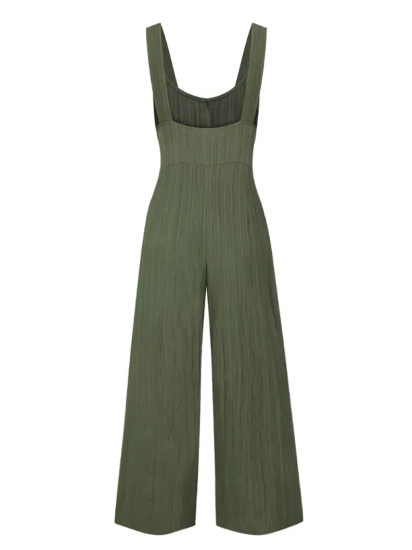 ARMY GREEN 1930S LOOSE PLEATED JUMPSUIT