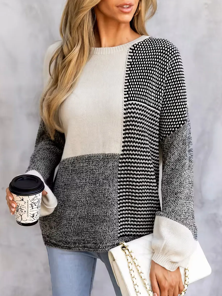 Women's patchwork drop sleeve sweater