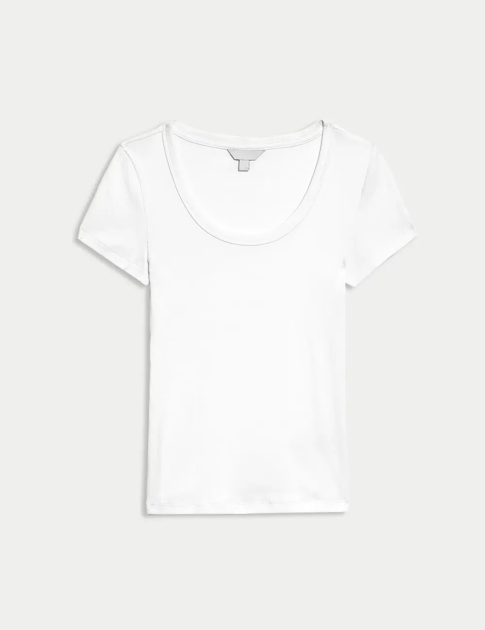 Cotton Rich Slim Ribbed Scoop Neck T-shirt