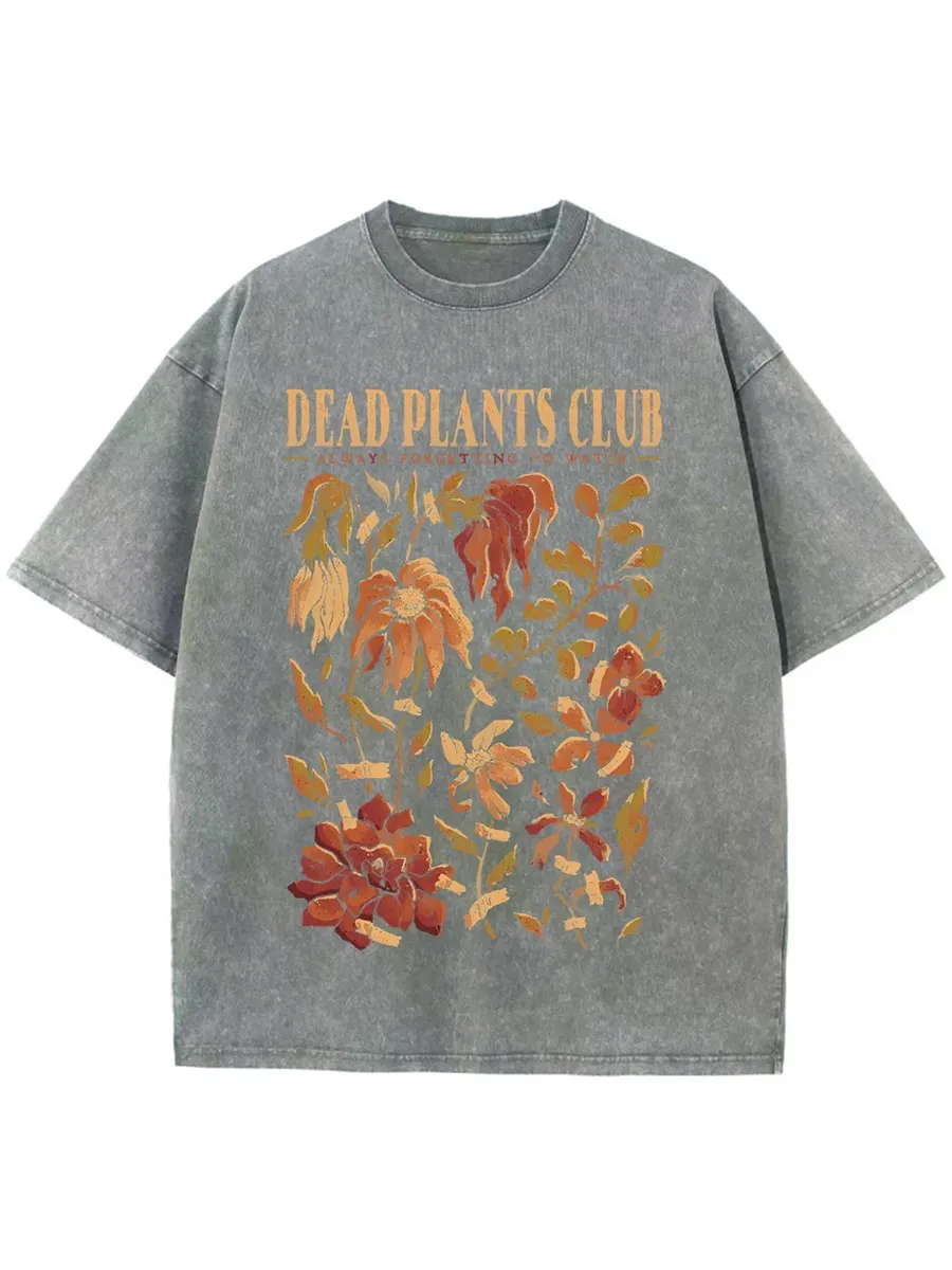 DEAD PLANTS CLUB UNISEX PRINTED RETRO WASHED SHORT SLEEVED T-SHIRT