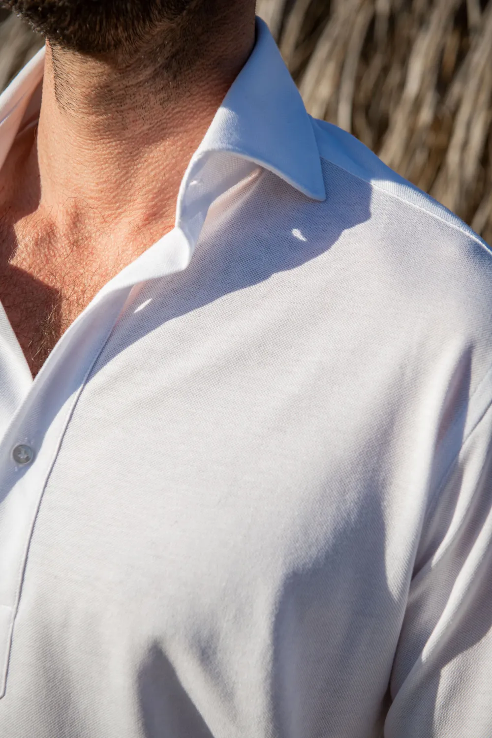 White Jersey Popover Shirt