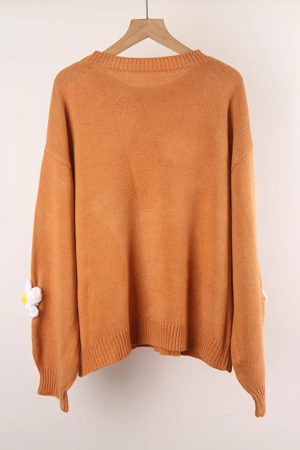 Flower Round Neck Long Sleeve Sweater