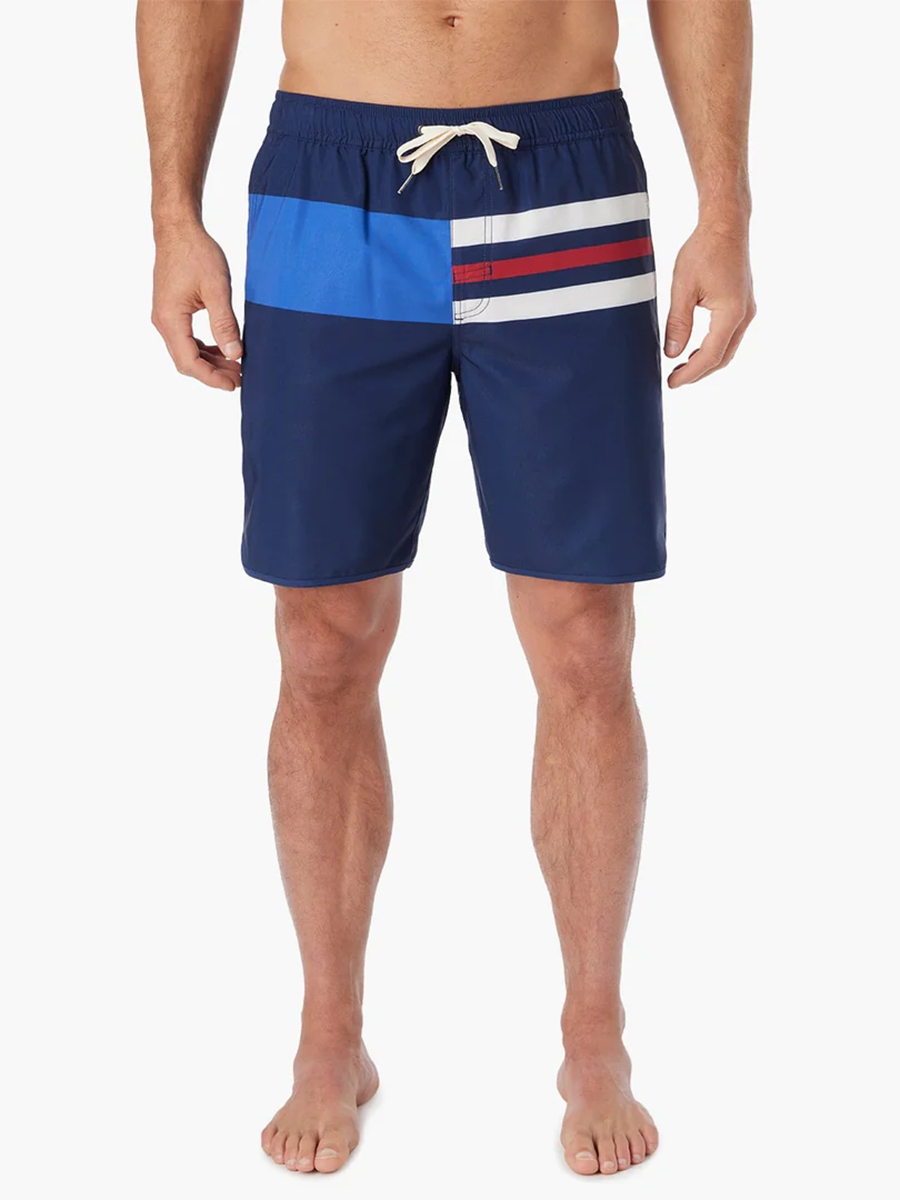 Men's color block striped beach shorts