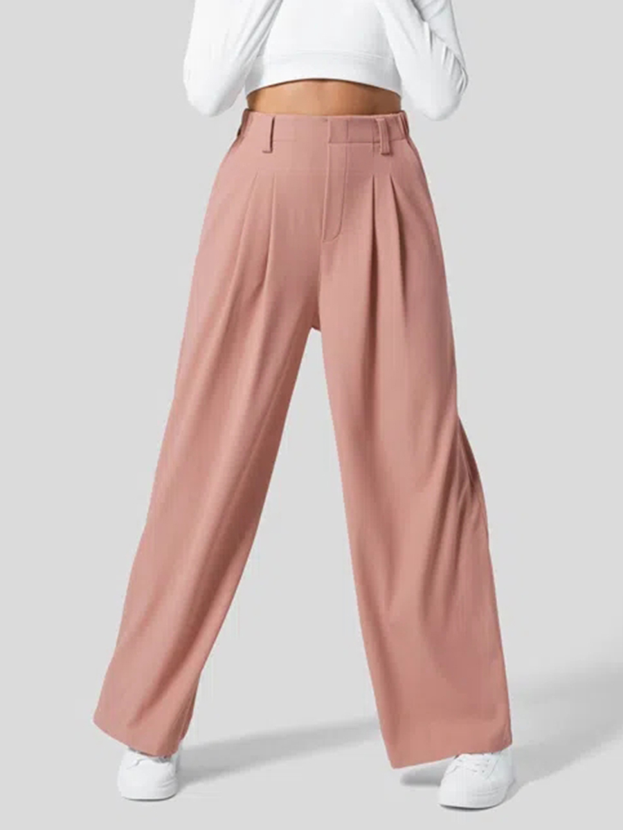 Halara High Waisted Plicated Side Pocket Wide Leg Waffle Casual Pants