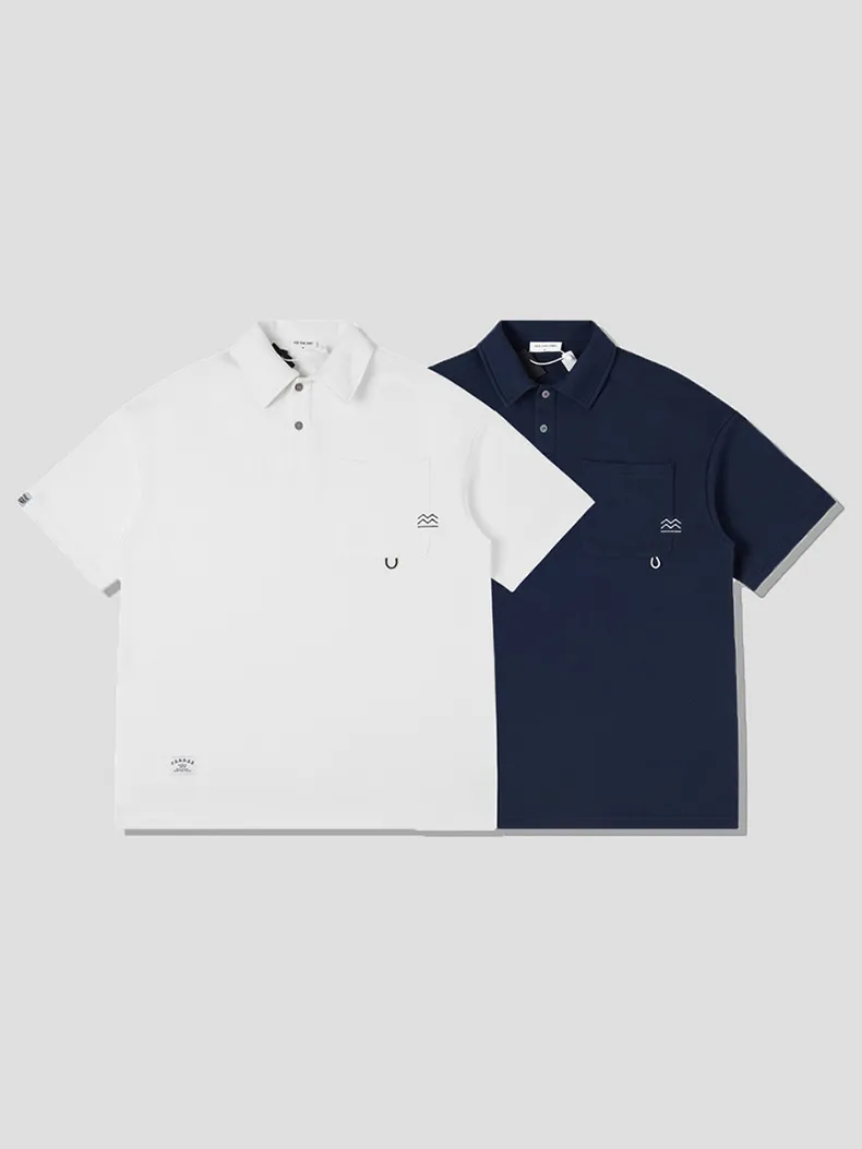 Loose Polo Shirt With Embroidered Pockets