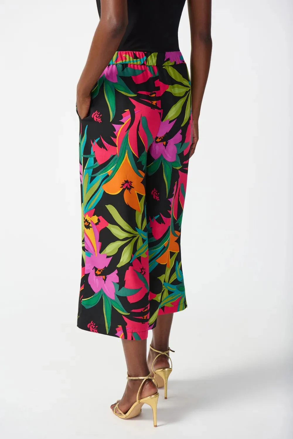 Gauze Tropical Print Culotte Pants