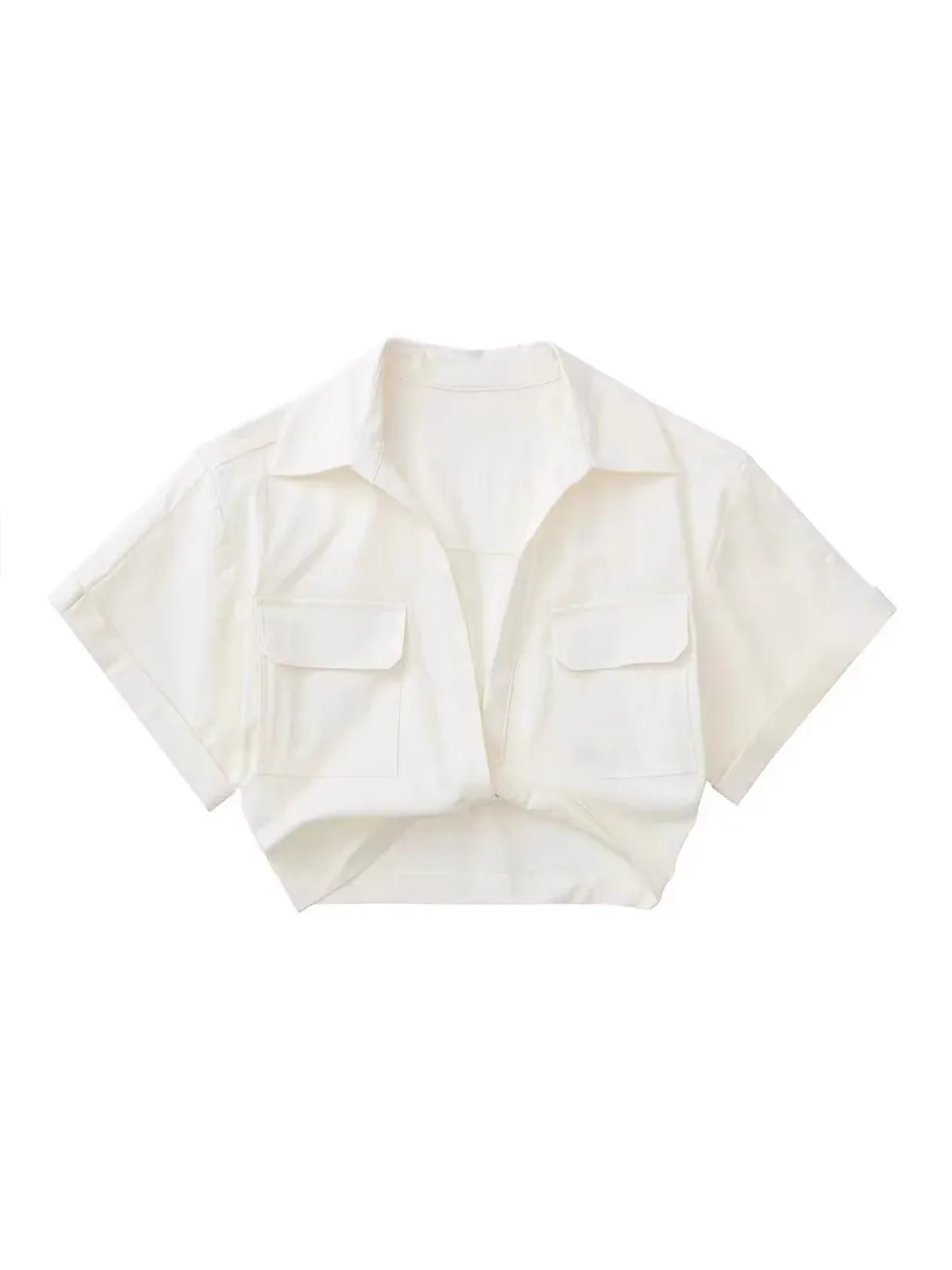 Women's Fitted Stretch Cropped Shirt