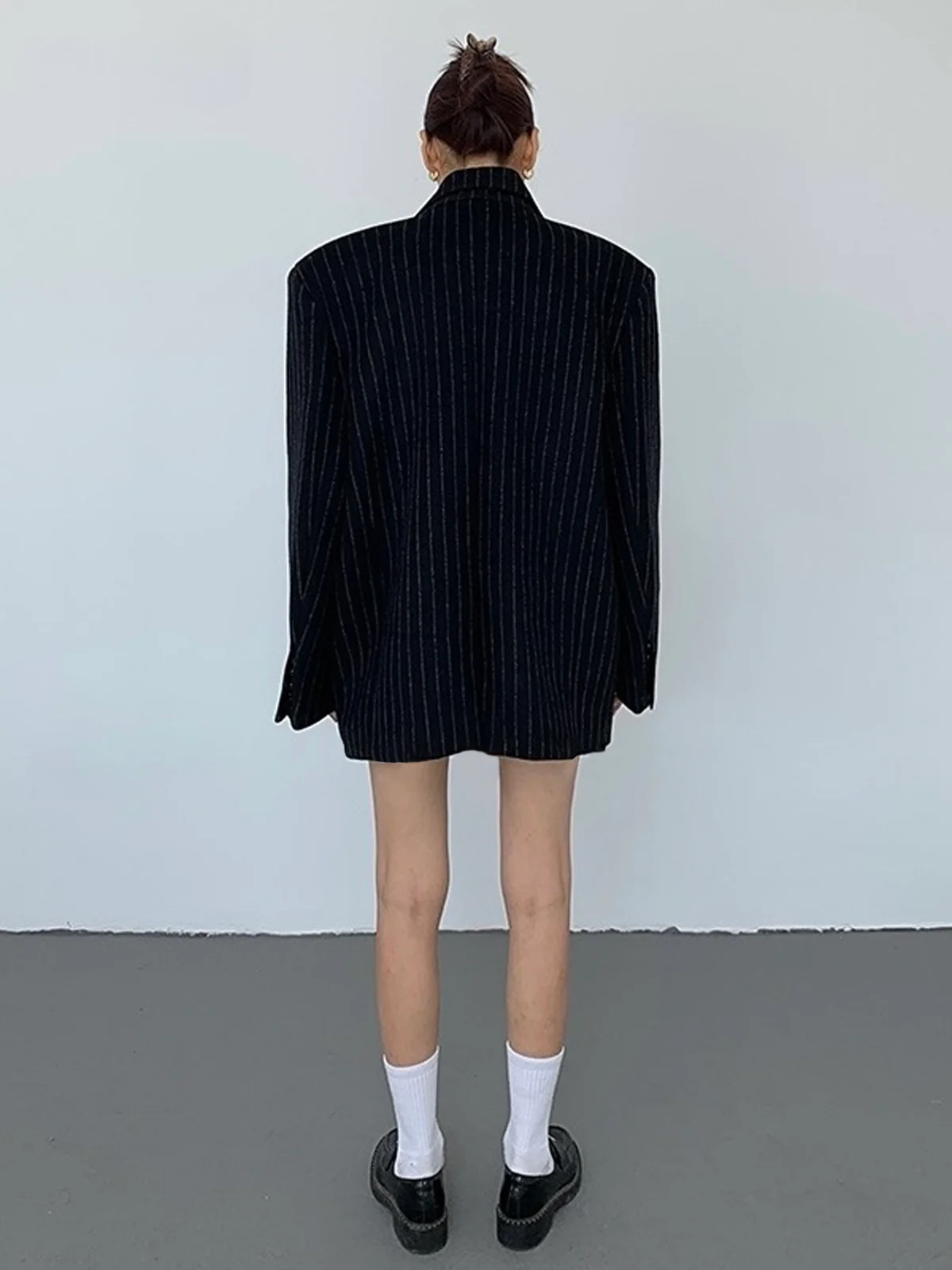 Tweed Pinstripe Oversized Blazer