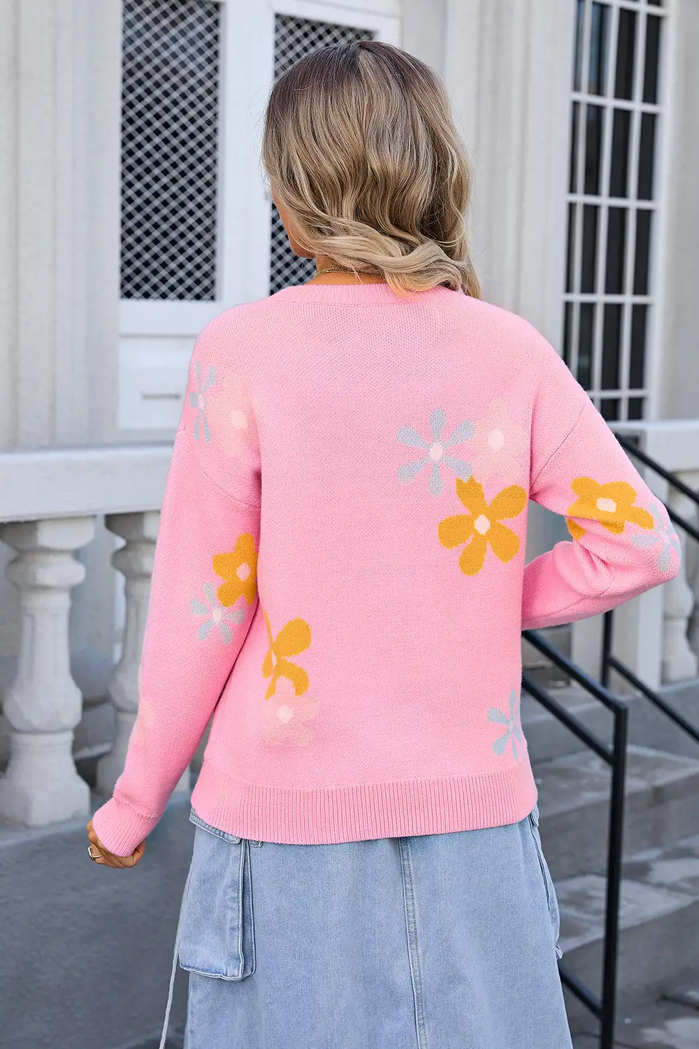 Printed Pullover Floral Sweater