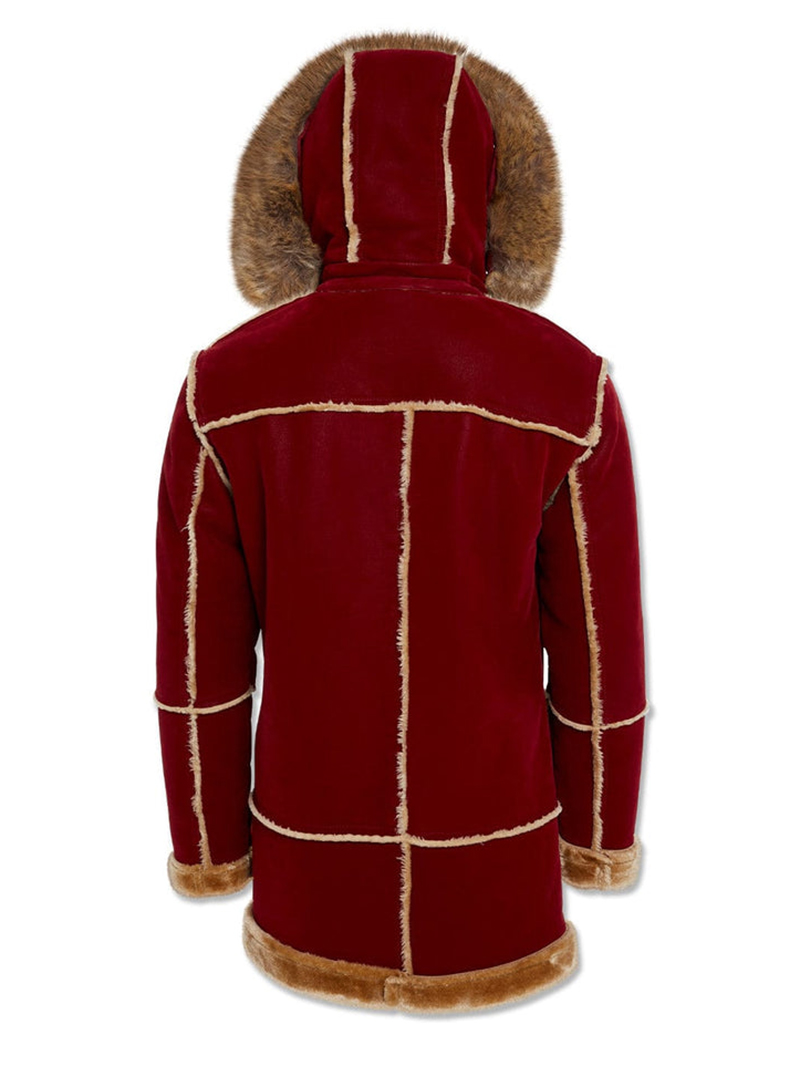 Men's Burgundy Shearling Jacket