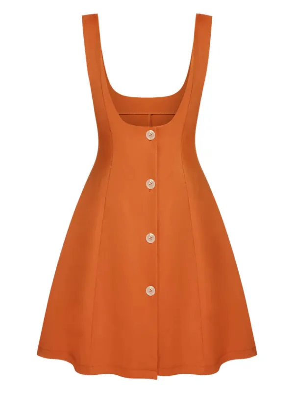 ORANGE 1960S BUTTON A-LINE SUSPENDER SKIRT