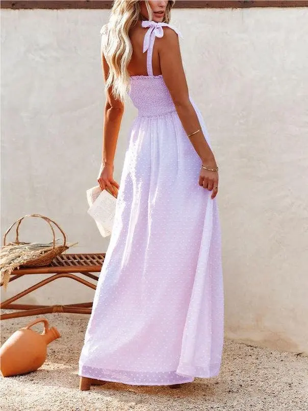 Lace-up Chiffon Dress