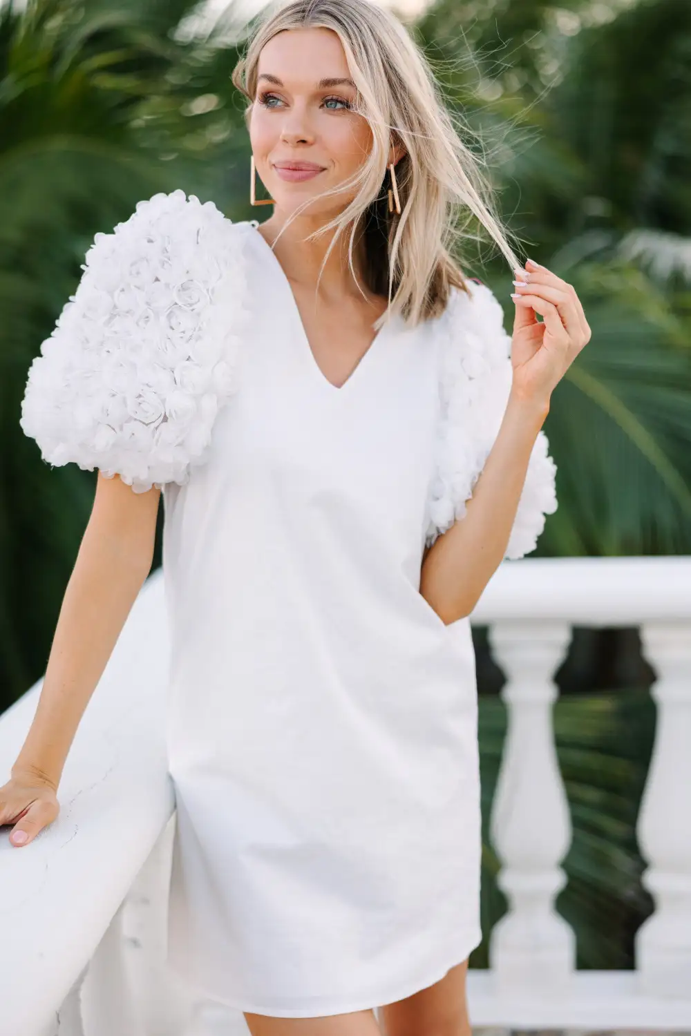 Take A Moment White Puff Sleeve Dress