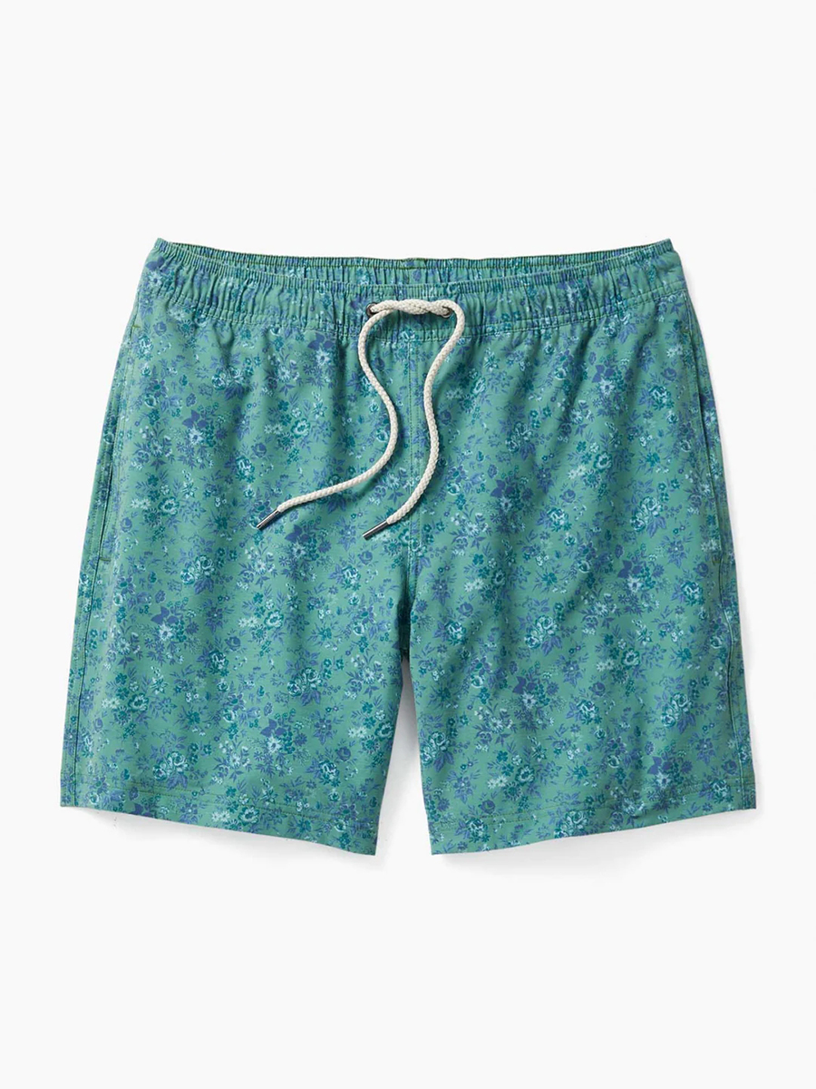 Men's Green Mini Floral Beach Shorts