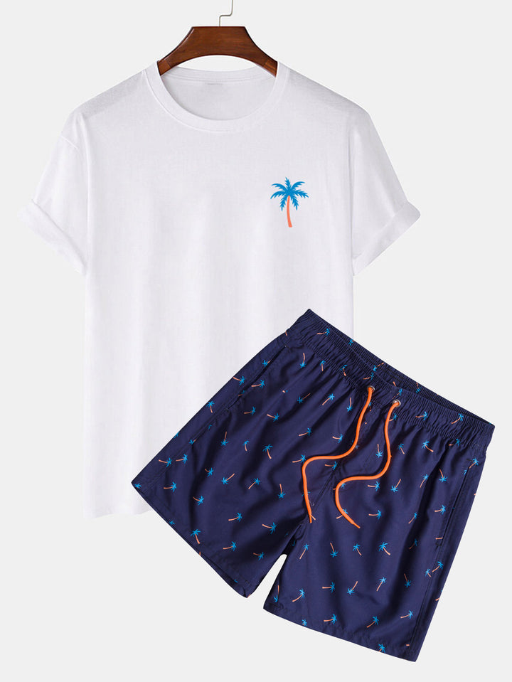 Palm Tree Print T-Shirt & Swim Shorts