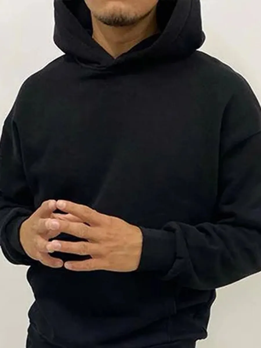 Men's athleisure black hooded sweatshirt suit