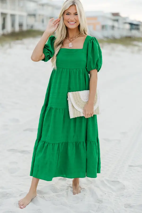 Think About It Kelly Green Midi Dress