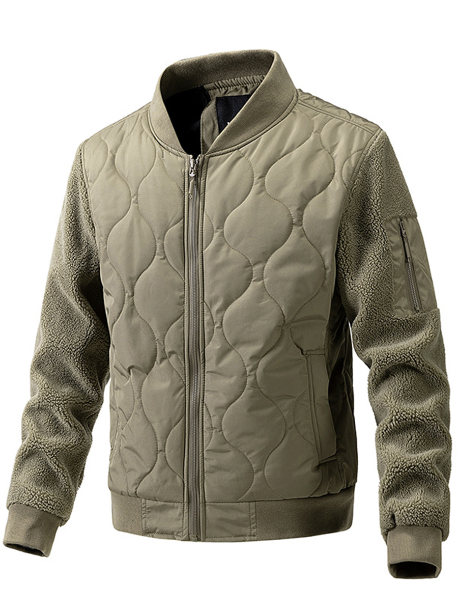 Men's woolen sleeve patchwork quilted jacket