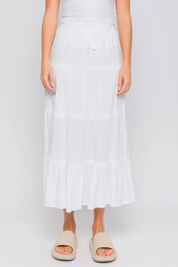 Ruffle Tiered A-Line Long Maxi Skirt