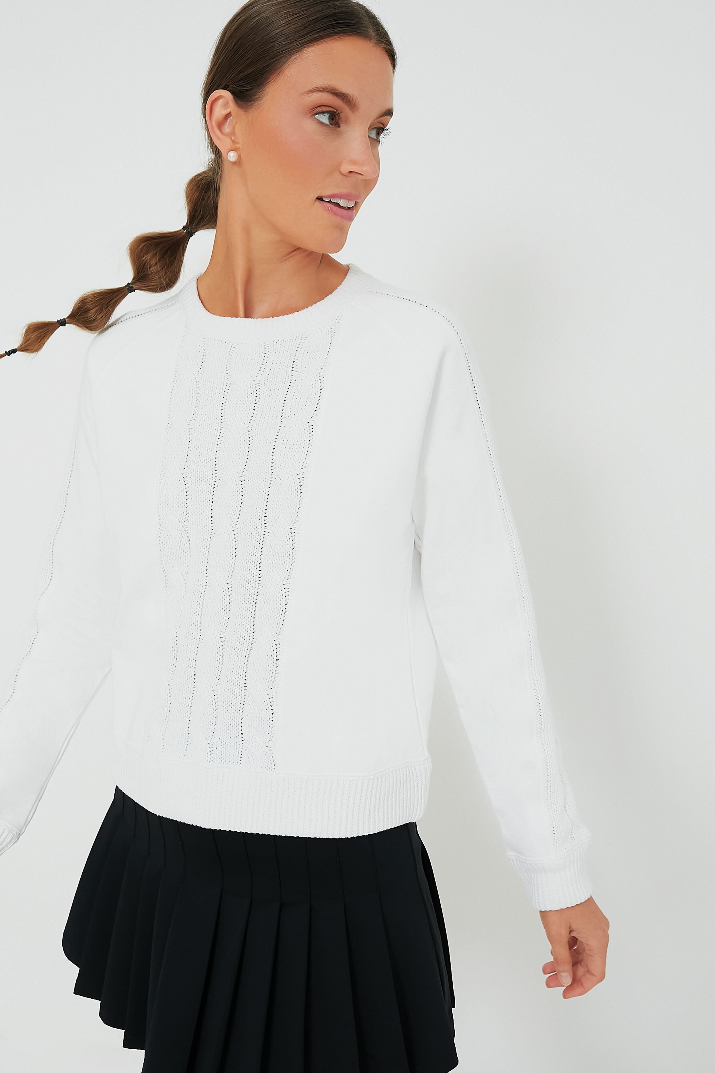 White Cable Knit Reid Sweatshirt