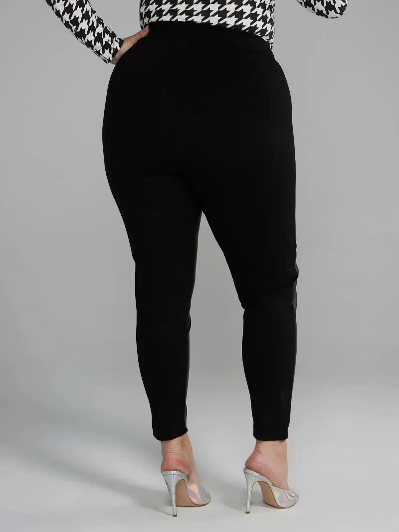 Side Button Detail Ponte Knit Leggings