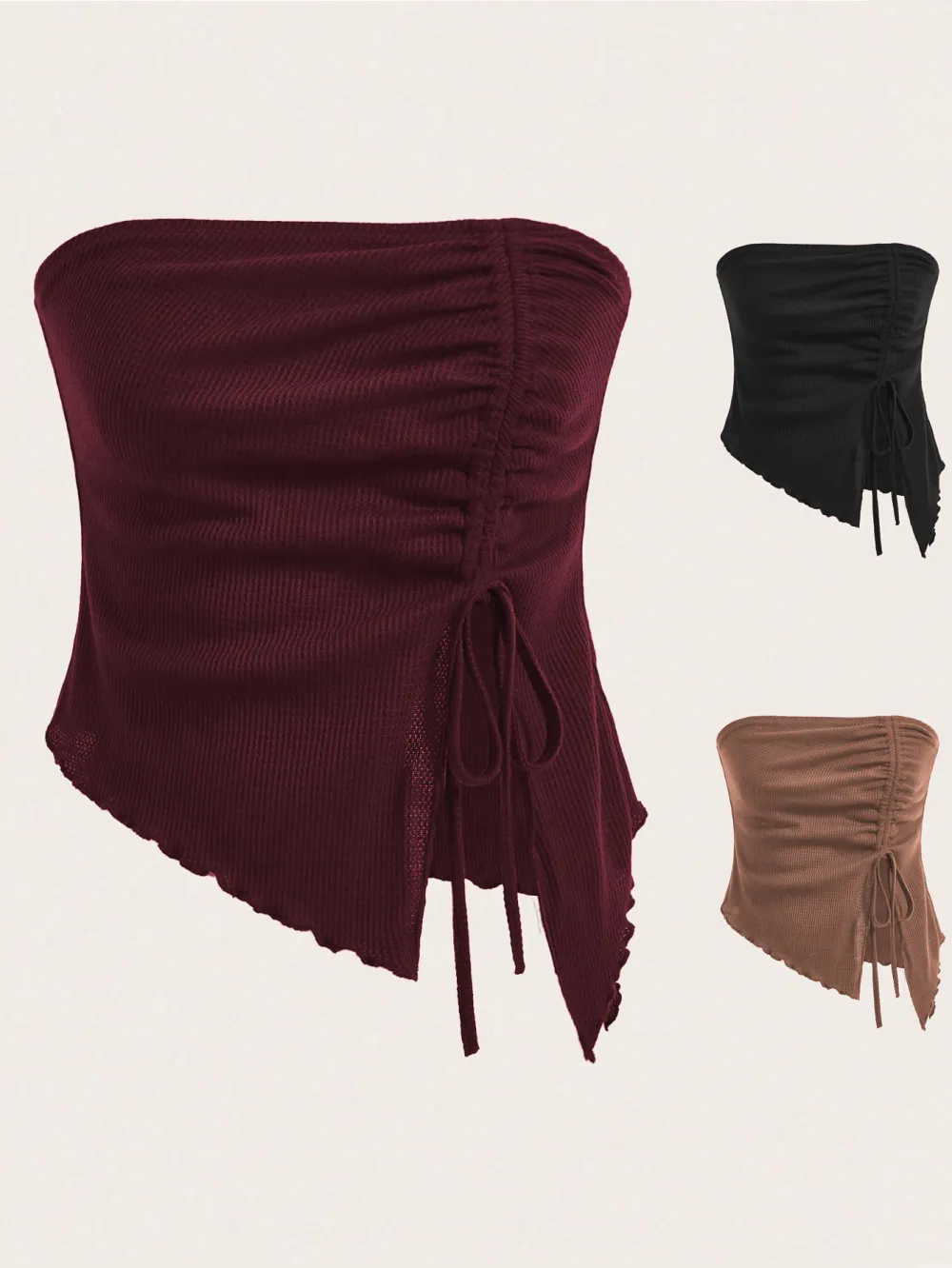 Drawstring Slit Irregular Vest