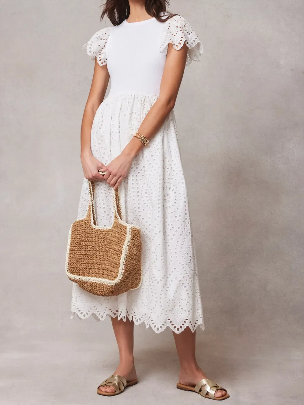 Broderie Anglaise Midi Dress