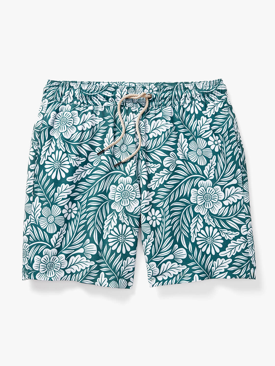 Men's Green Floral Beach Shorts