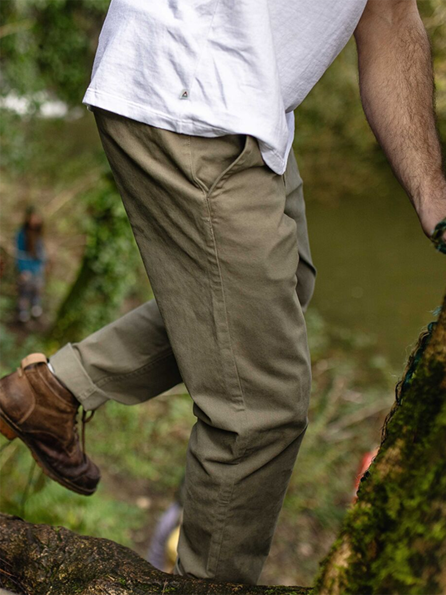 Men's Olive Green Outdoor Vintage Casual Pants