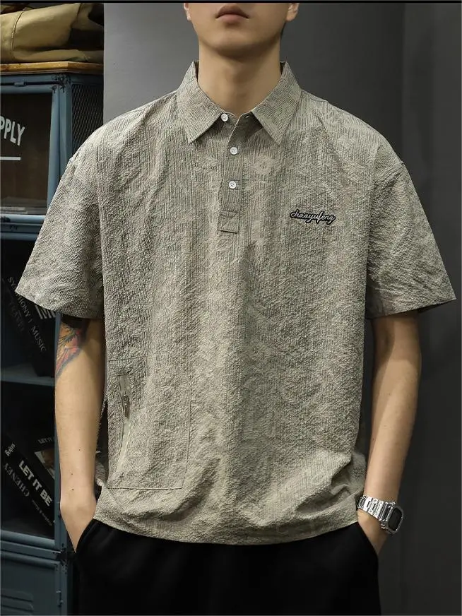 Fully Printed Polo Shirt With Retro Workwear Design