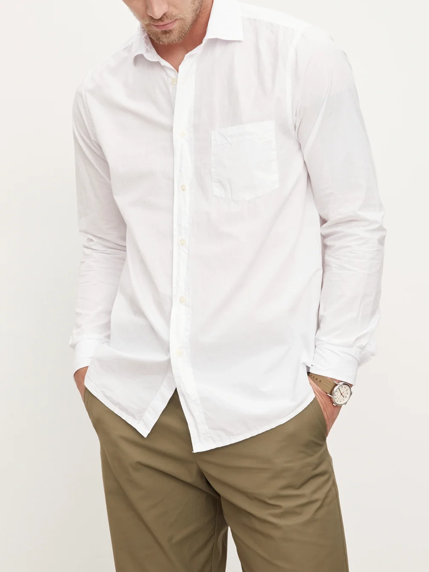 Pocket Front Solid Casual Long Sleeve Shirt