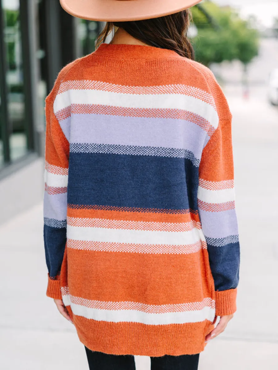 Orange Striped Cardigan