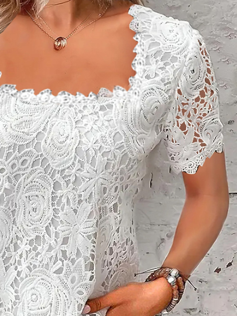 Elegant Lace Short Sleeve Top