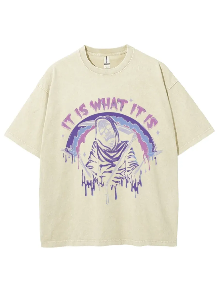 IT IS WHAT IT IS UNISEX VINTAGE SOLID WASH DENIM T-SHIRTS