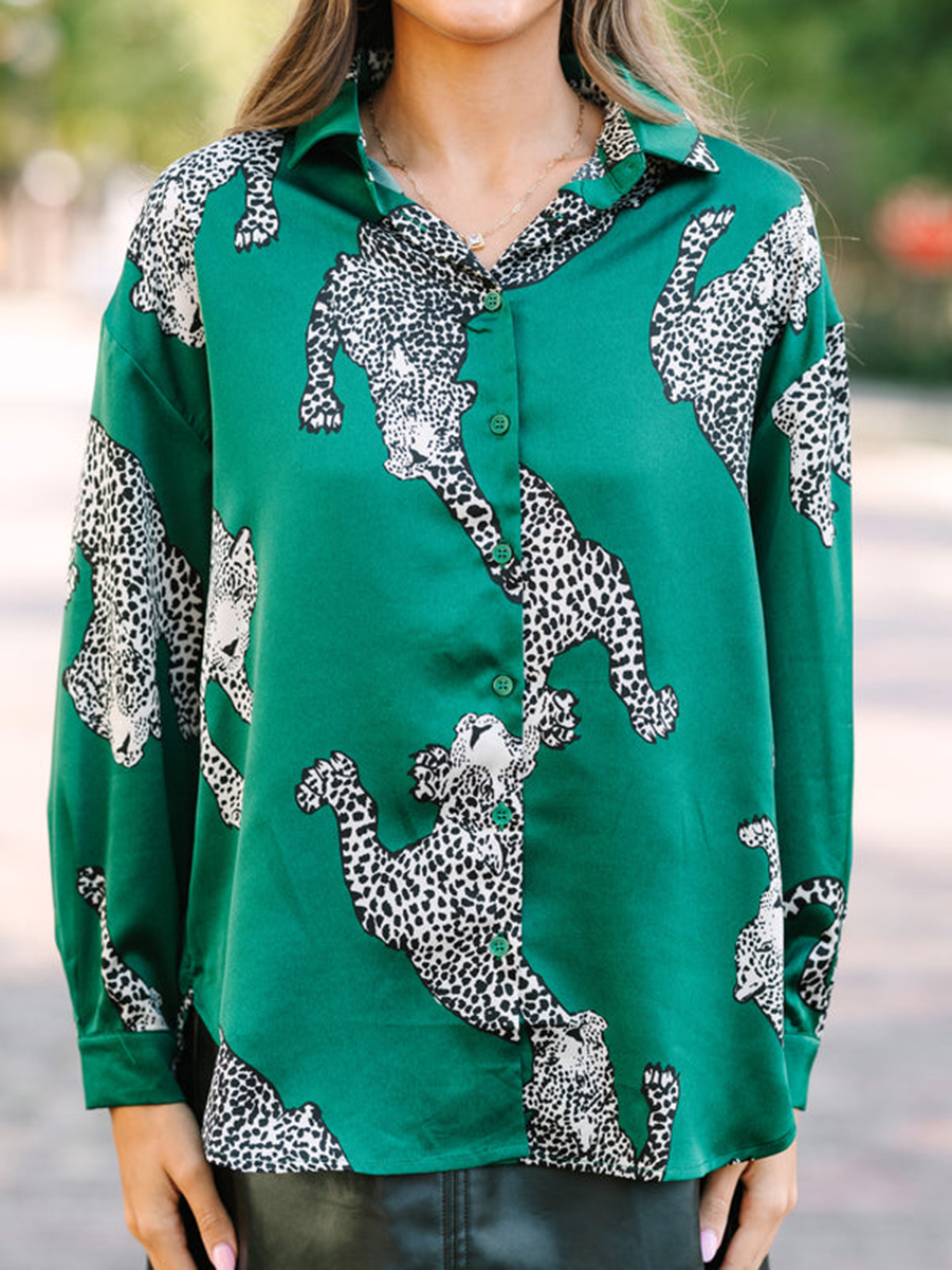 Green Leopard Blouse