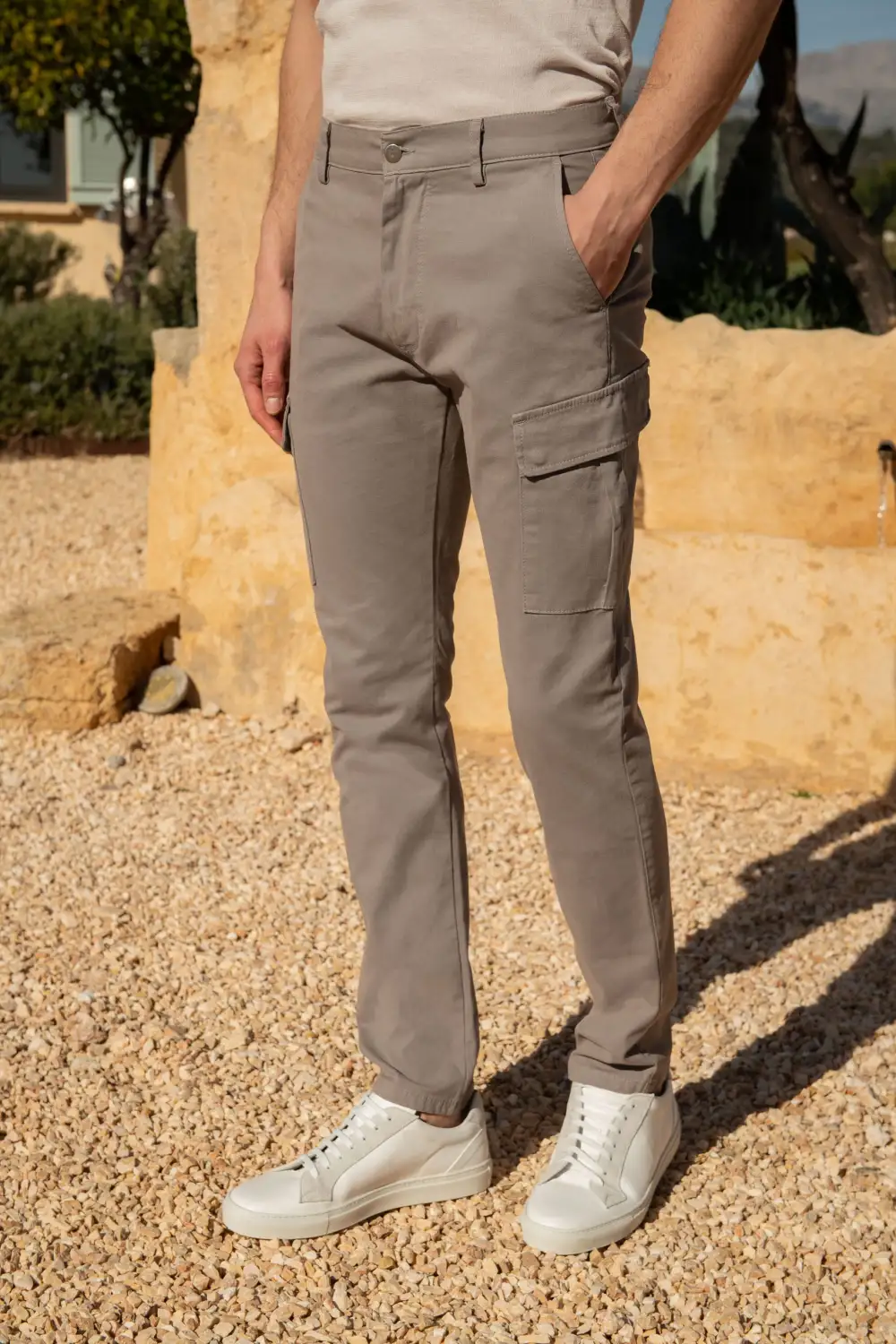 Grey Stretch Cotton Cargo