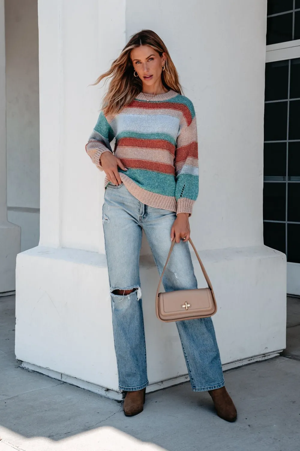 Fresh Start Multi Striped Sweater