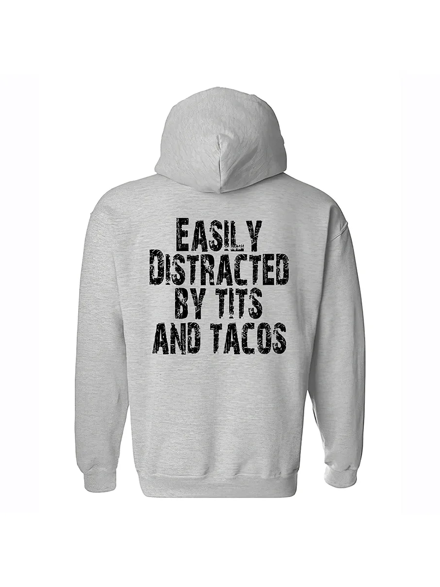 Easily Distracted By Tits And Tacos Print Men's Hoodie