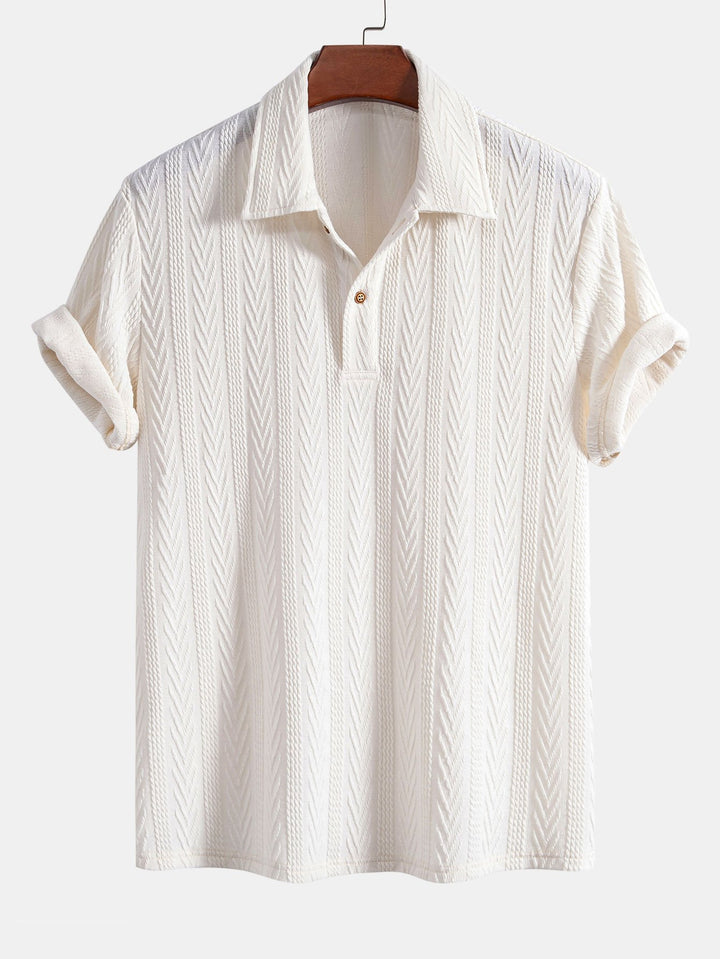 Knitted Geometric Jacquard Polo